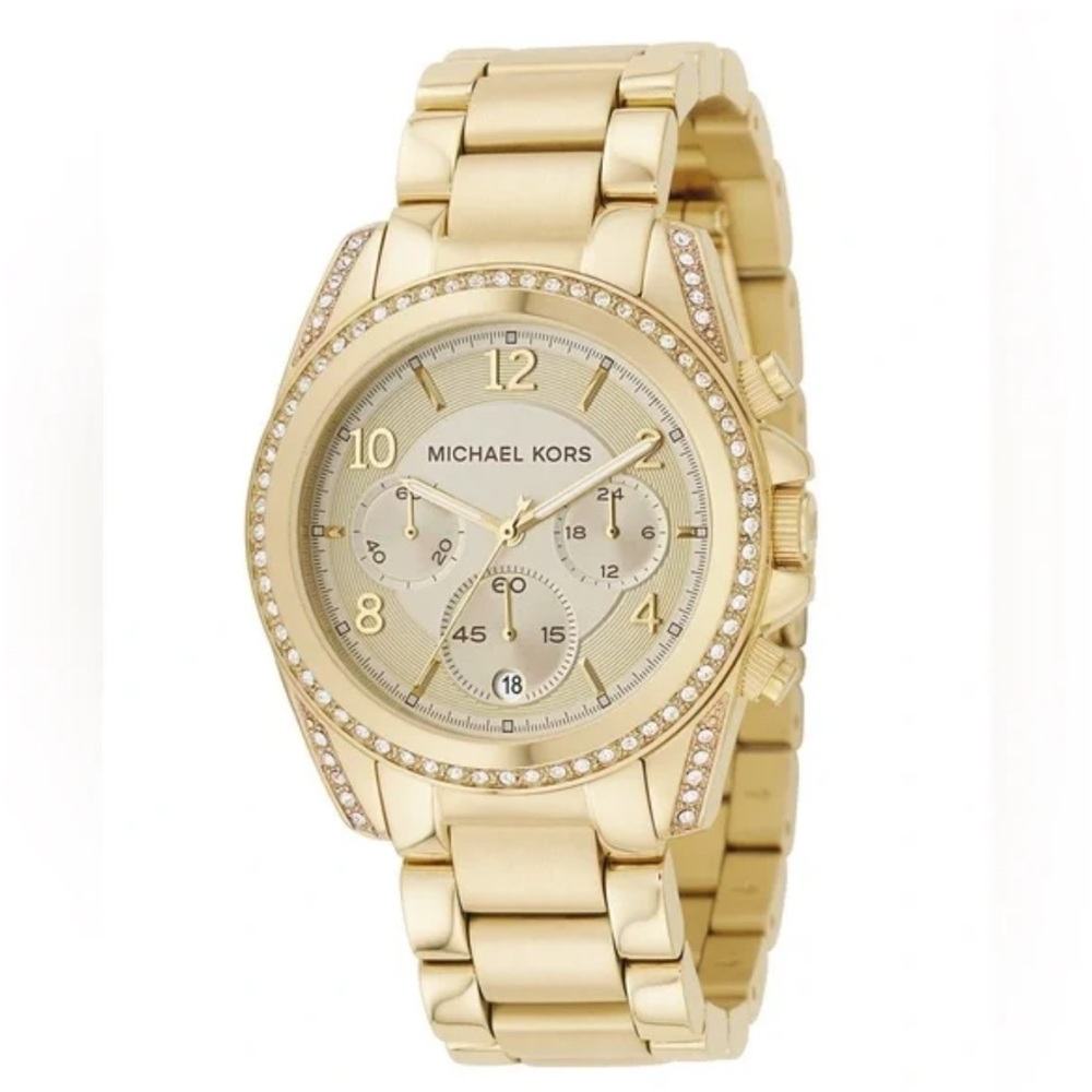 Michael Kors Blair Glitz Gold Stainless Steel Quartz Women’s Watch Pre-Owned